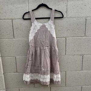 Free People Taupe Lace-Detailed Dress